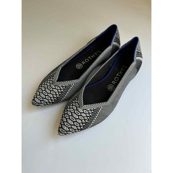 Rothy's the Point Black and White Python Snake Print Retired Womens Size 8.5 - Picture 1 of 10